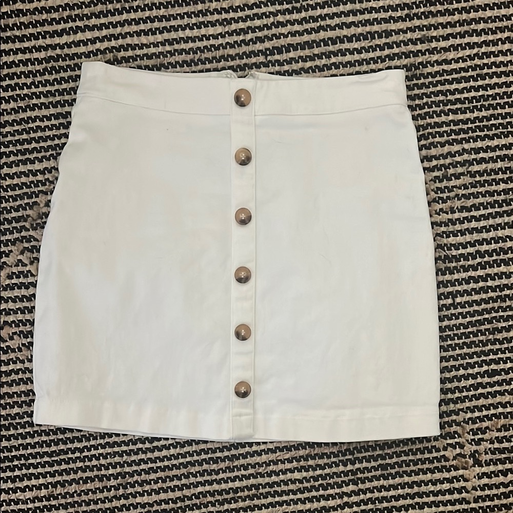 White Button-Front Skirt